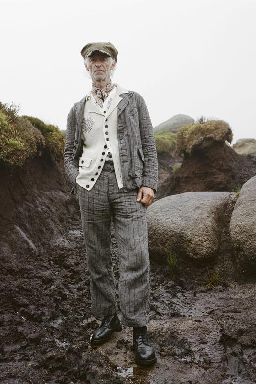 John Alexander Skelton 灰色条纹爱尔兰亚麻诗人夹克 商品图6