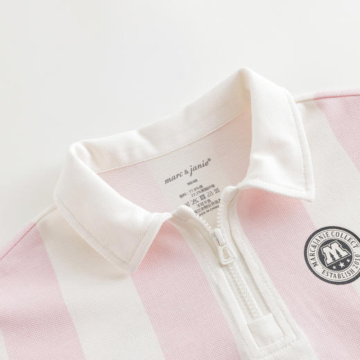 【凉感快干】马克珍妮男女童竖条纹运动短袖polo衫夏装新款240623 商品图4