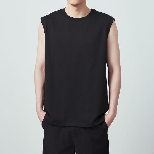 墨麦客男装长绒棉凉感无袖背心男士2024夏季新款休闲圆领t恤衫男 商品图1