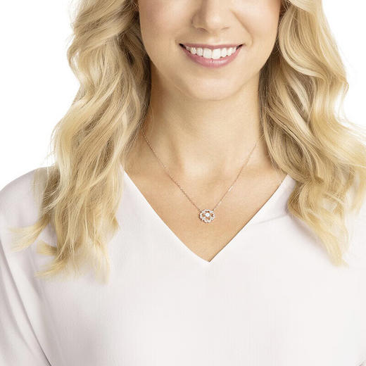 Swarovski 施华洛世奇闪动花朵项链耳钉套装金色 商品图4