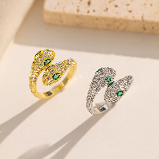 微镶锆石双头蛇戒指女轻奢高级感蛇形个性食指戒小众设计感指环潮 商品图1