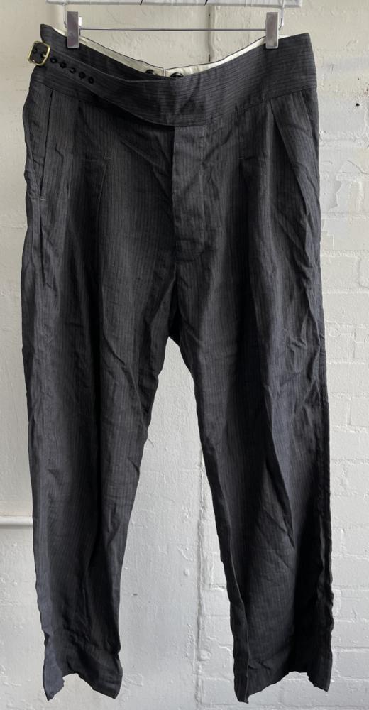 John Alexander Skelton灰棕条纹意织棉麻FILIGREE长裤 商品图13