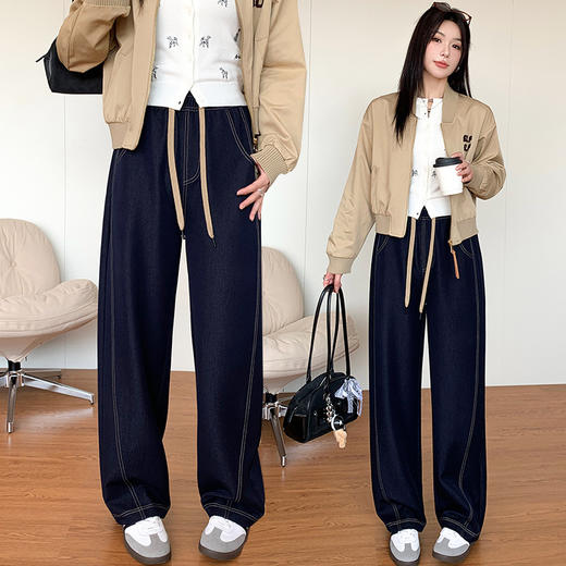 春夏季高腰显瘦宽松牛仔香蕉裤 亲肤垂顺柔软牛仔面料 商品图1