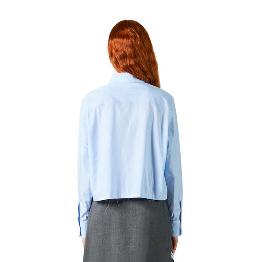 PHILIPPE MODEL 女士盾牌字母徽标棉质长袖衬衫 蓝色 CCDD QU06 51 商品图2