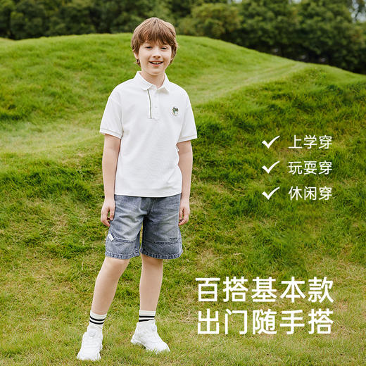 英氏儿童裤子夏季百搭休闲牛仔裤中大童中裤透气男童裤子2025新款 商品图3