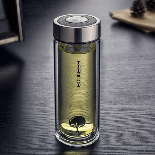 HEENOOR/希诺  双层玻璃杯高硼硅办公车载带滤网泡茶水杯 商品图1