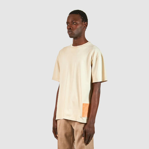 PHILIPPE MODEL 男士盾牌徽标贴片棉质圆领短袖T恤 米色 CTSU JD35 24 商品图1