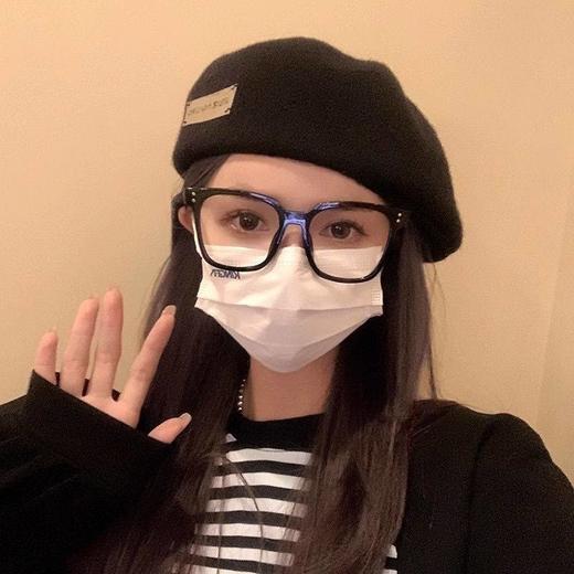 大头围黑色贝雷帽女春秋新款显脸小反戴前进帽秋冬羊毛呢画家帽子 商品图3