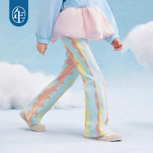 年衣童装女童裤子2025年春季新款女大童喇叭裤瑜伽裤甜美洋气休闲裤幻彩糖羽长裤 商品图0