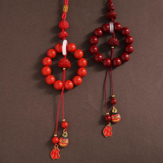 复古朱砂汽车挂件朱砂莲花中国风半手工挂饰车内本命年饰品吊坠 商品图3