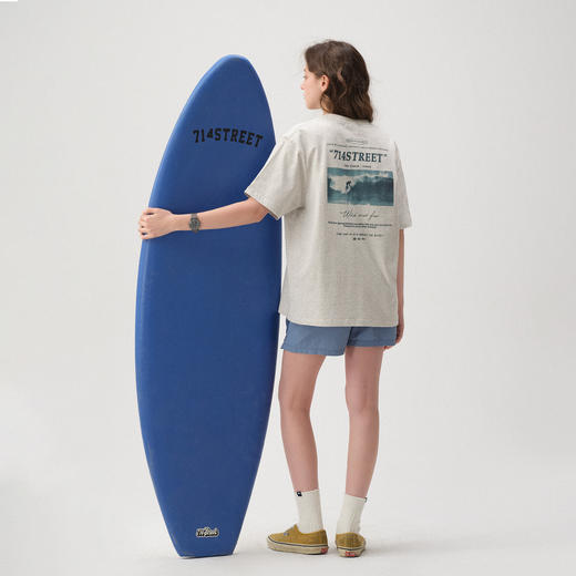 714street美式冲浪水印印花短袖T恤2025夏季新款重磅全棉国潮上衣 商品图3