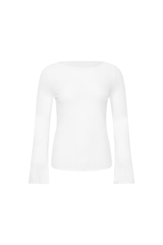 oneup一字领喇叭袖散边长袖T恤 商品图8