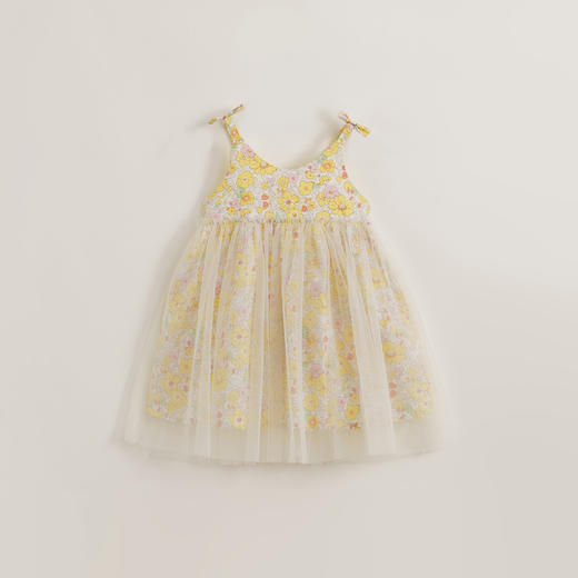 【马克珍妮 芦芙】夏装新款 女童碎花蝴蝶结吊带网纱连衣裙230003 商品图1