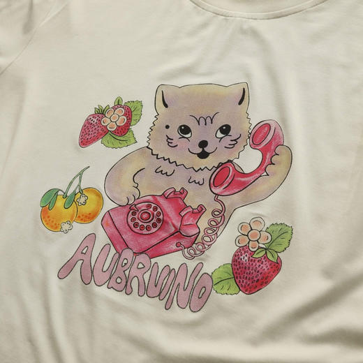 【2月21日 上午12:30 秒杀】莫代尔T恤 设计师品牌 围绕“Call me”而诞生的猫咪印花图案趣味长袖T 商品图6