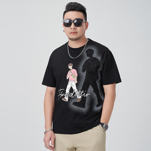 【DMH】大依优型大码男装圆领短袖T恤休闲宽松加肥加大潮流胖子上衣 商品图1