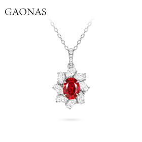 GAONAS 培育红宝石【矿工的眼泪】红花经典百搭日常红色项链10148XR