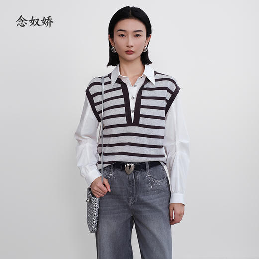 【商场同款】CNQ5379 假两件针织衫 商品图0