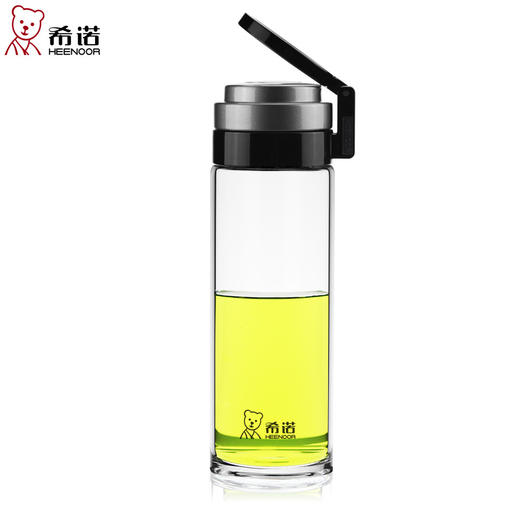 【户外商务必备，提环设计，方便携带】希诺单层玻璃杯 大容量带提环 户外加厚带滤网 泡茶车载商务茶杯-QQ 商品图2