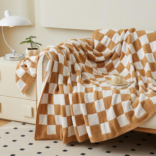 多喜爱 半边绒多用毯（格韵姜黄、格韵淡紫、格韵奶绿、幻想卡其） 商品图1