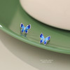 【朦胧蝶舞】s999纯银滴胶蓝色蝴蝶耳钉【YXS-E5216】 商品缩略图2