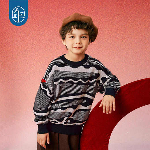 年衣童装毛衣儿童女童秋冬新款中国风保暖套头圆领针织衫上衣毛衫快乐起点毛衣 商品图3