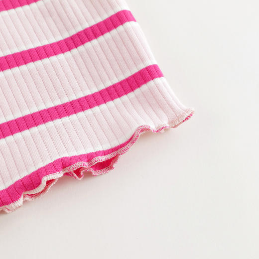 马克珍妮女童弹力针织撞色条纹短袖T恤 儿童上衣夏装新款240756 商品图4