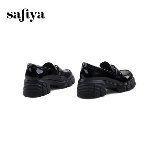 Safiya/索菲娅2025英伦学院风钻扣粗跟漆皮厚底增高乐福鞋SFD1112415 商品图3