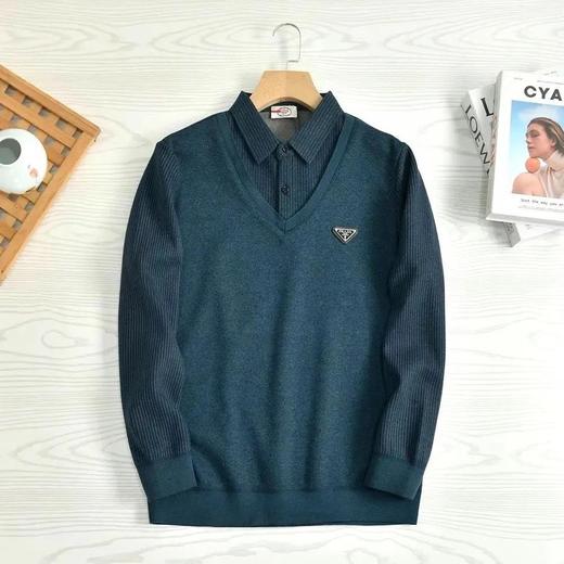 【 复古休闲！轻奢时尚！】P*A*A（普拉达）春季自留款，针织衫毛衣假两件！小胸标LOGO徽章！弹力衣身，做工精良！ 商品图6