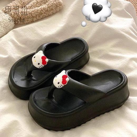 可爱KT猫人字拖女外穿海边沙滩鞋2024年新款松糕厚底坡跟拖鞋凉拖 商品图2