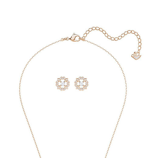 Swarovski 施华洛世奇闪动花朵项链耳钉套装金色 商品图3