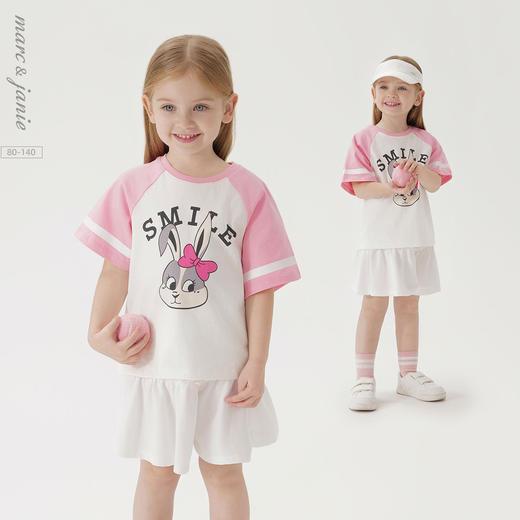 马克珍妮新款夏装 男女童卡通图案纯棉短袖T恤231033 商品图0