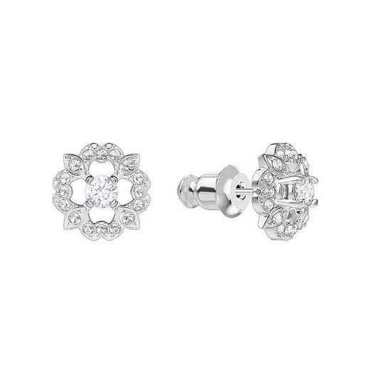 Swarovski 施华洛世奇闪动花朵项链耳钉套装银色 商品图2