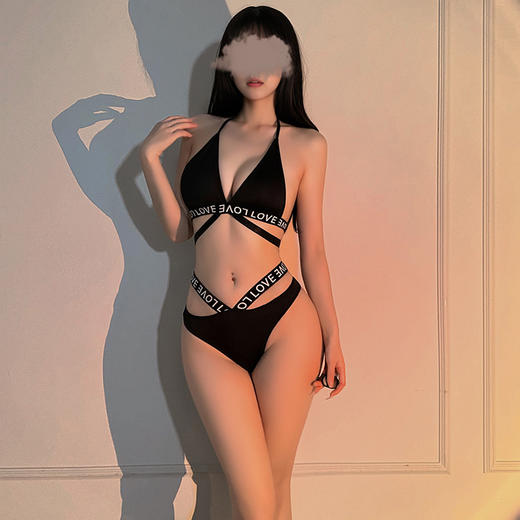 霏慕 字母织带环腰度假比基尼6330 情趣内衣性感纯欲三点式 商品图10