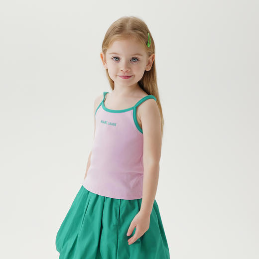马克珍妮女童罗纹撞色弹力吊带舒适薄款夏季背心 儿童上衣240796 商品图2