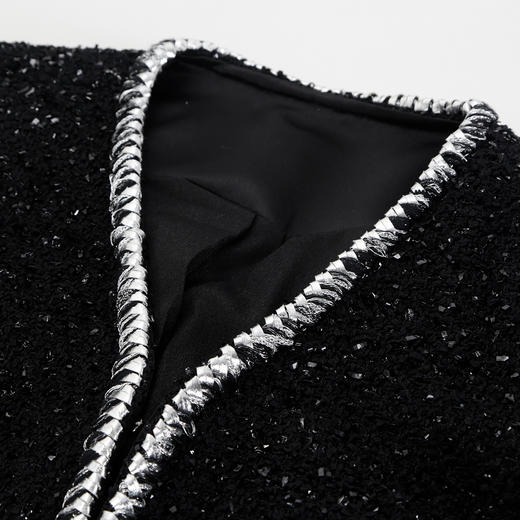 QE101斯尔丽25春季新款低调奢华箱式小香风手工编制装饰边直身型外套 商品图5