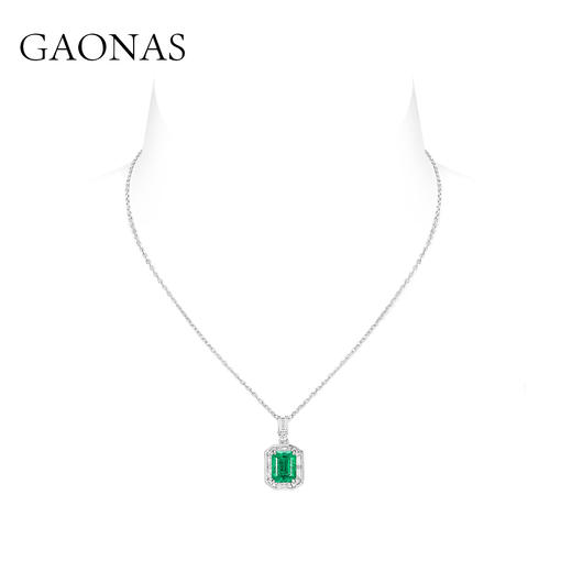 GAONAS 培育祖母绿【矿工的眼泪】经典方形贵气百搭绿色项链10153DG 商品图2