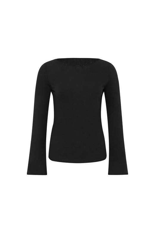 oneup一字领喇叭袖散边长袖T恤 商品图5