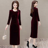 QYMAH-Y24JNL22 洋气大码金丝绒连衣裙女新款2025年春季修身气质女装时尚长款裙子 商品缩略图2