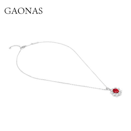 GAONAS 培育红宝石【矿工的眼泪】红花经典百搭日常红色项链10148XR 商品图1