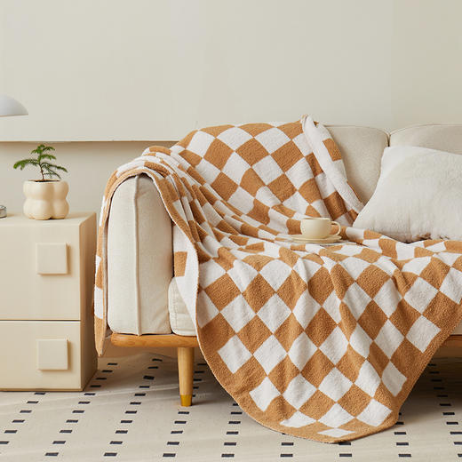 多喜爱 半边绒多用毯（格韵姜黄、格韵淡紫、格韵奶绿、幻想卡其） 商品图0