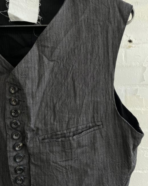 John Alexander Skelton  灰棕条纹意织棉麻中世纪马甲 商品图9
