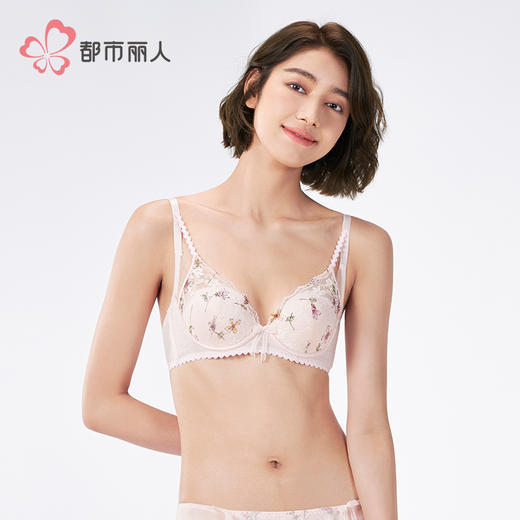 都市丽人自然舒适B杯常规内衣薄蕾丝软钢圈常规文胸LBH2N1 商品图1