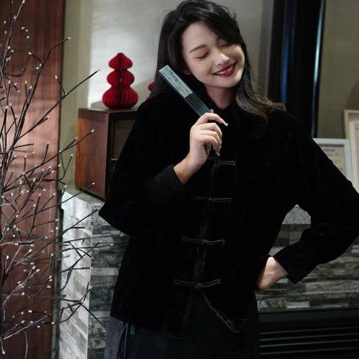 顺丰包邮洛诗琳50330复古轻奢感真丝丝绒新中式盘扣衬衫53279 商品图2