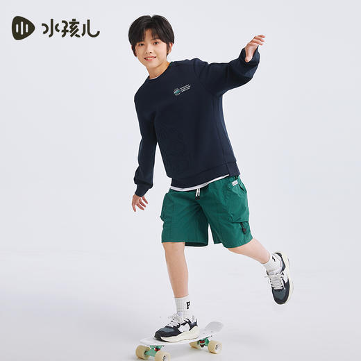 水孩儿童装2024秋冬新款女童卫衣男童宽上衣时尚宽松弹力休闲运动 商品图4