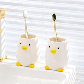 可爱鸭子刷牙杯子洗漱杯套装情侣一对家用漱口杯陶瓷创意牙刷牙缸