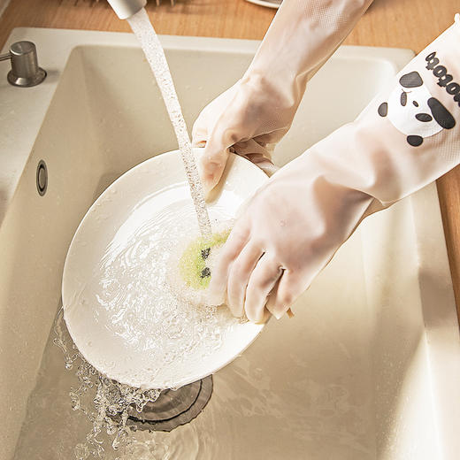 摩登主妇mototo熊猫丁腈手套家务洗碗厨房耐用加长橡胶食品级手套 商品图0