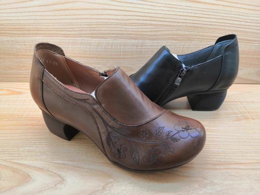 春季新款豪行真皮中跟单鞋23192936复古时尚休闲女鞋 商品图2