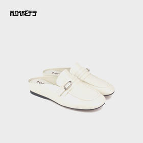 和诚行 2025夏季新款时尚百搭平底单鞋女真皮舒适包头拖鞋0070557