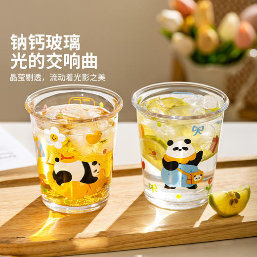 摩登主妇mototo熊猫玻璃杯咖啡杯家用水杯女高颜值刻度杯子果汁杯 商品图1