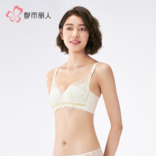 都市丽人自然舒适B杯常规内衣薄蕾丝无钢圈常规文胸LBH2M7 商品图2